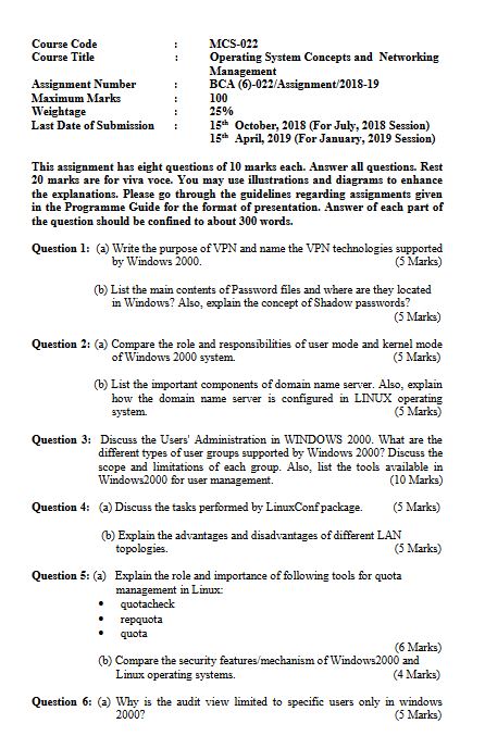 MCS-022 Solved Assignment For IGNOU BCA/MCA 2018-2019 - KHOJINET ...