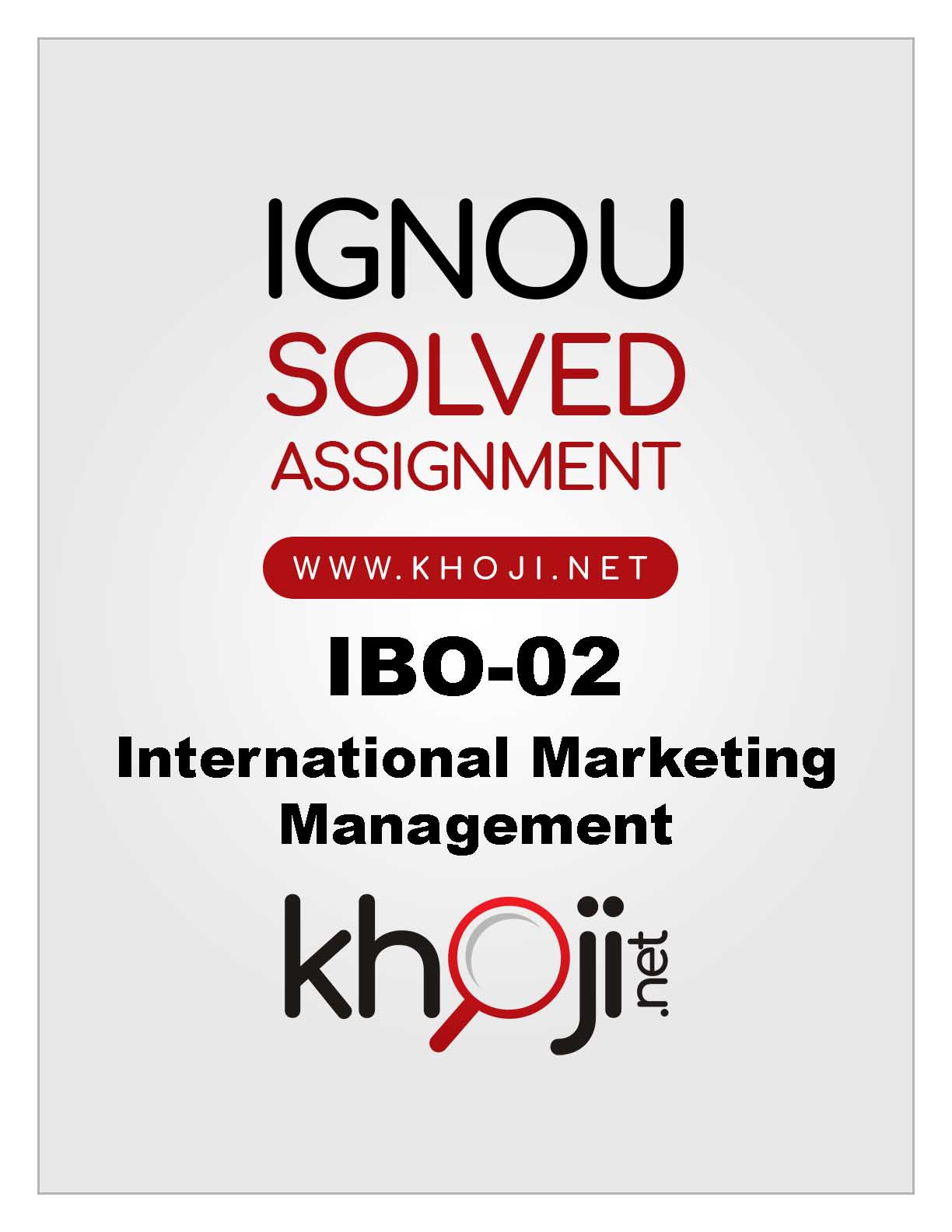 international marketing management ignou assignment